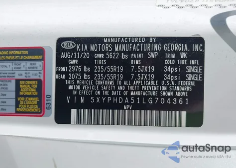 2020 Kia Sorento Ex/S from USA, damaged, VIN 5XYPHDA51LG704361